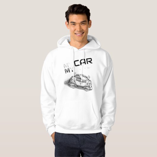 My Car My Road – Sketch Style Supercar Graphic Tee パーカ (正面フル)