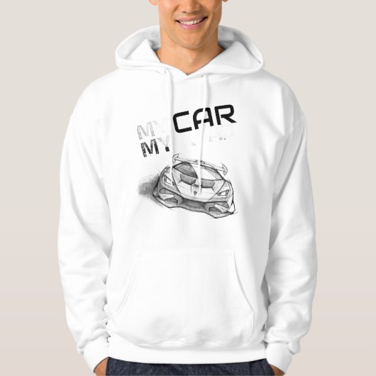My Car My Road – Sketch Style Supercar Graphic Tee パーカ (正面)