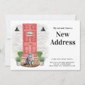 My Cat and I New Address Gray Cat Door Moving 案内状 (正面)