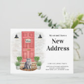 My Cat and I New Address Gray Cat Door Moving 案内状 (スタンド正面)