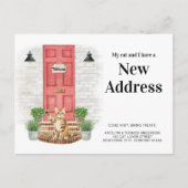 My Cat and I New Address Orange Cat Door Moving 案内ポストカード (正面)