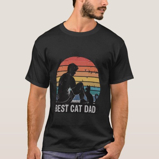 My Cat Dad Hero Retro Sunset Cool Best Cat Dad Tシャツ (正面)