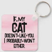 My Cat Doesn't Like You, Funny Cat Quote, Pink, キーホルダー (裏面)