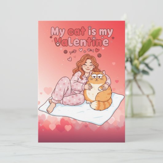 My Cat is My Valentine! Funny Valentines Day カード (スタンド正面)