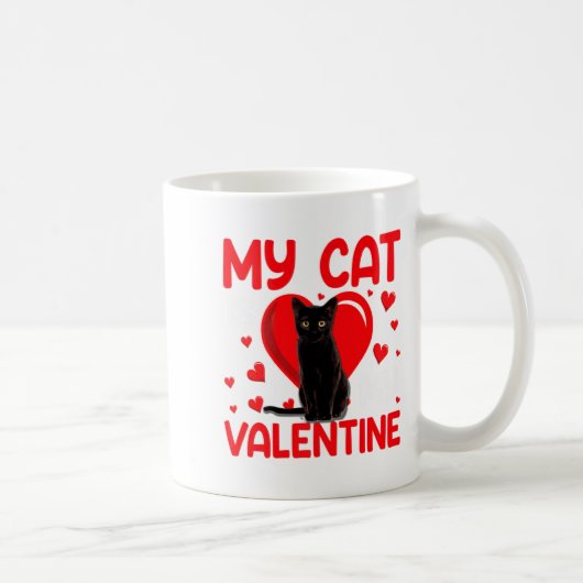 My Cat Is My Valentine Paw Heart Cat Owner Valenti コーヒーマグカップ (右)