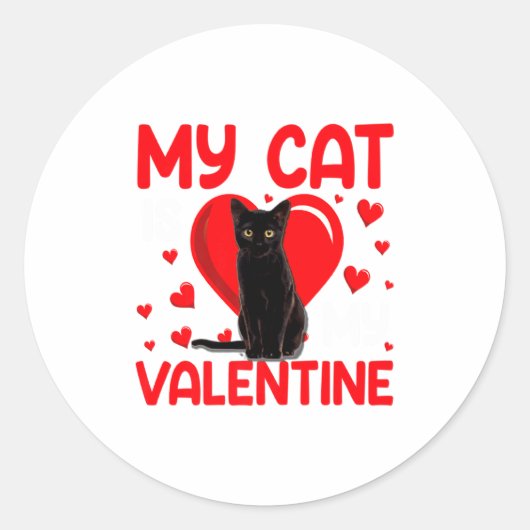 My Cat Is My Valentine Paw Heart Cat Owner Valenti ラウンドシール (正面)