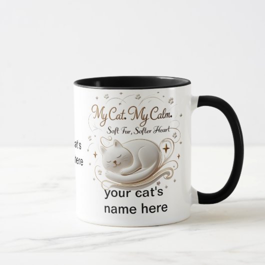 My Cat My Calm - White Cat Love Mug マグカップ (右)