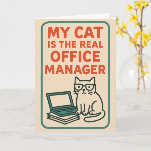 My Cat Real Office Manager – Funny Work From home カード (黄色い花)