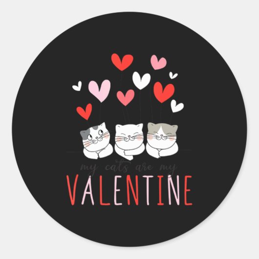 My Cats Are My Valentine Cat Valentines Day 3  ラウンドシール (正面)