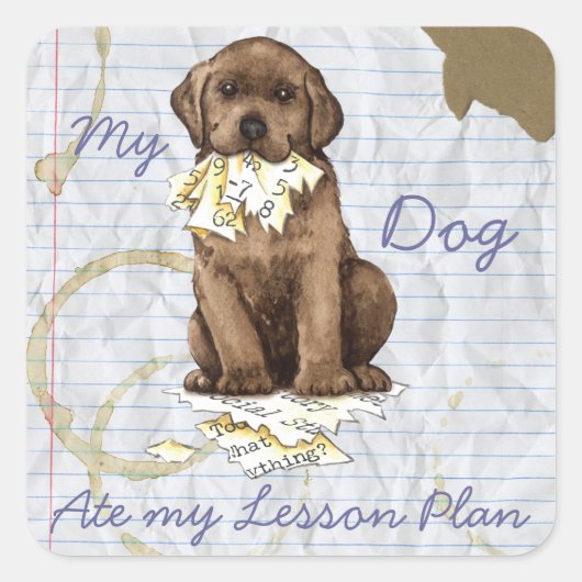 My Chocolate Lab 食べ My Lesson Plan スクエアシール (正面)