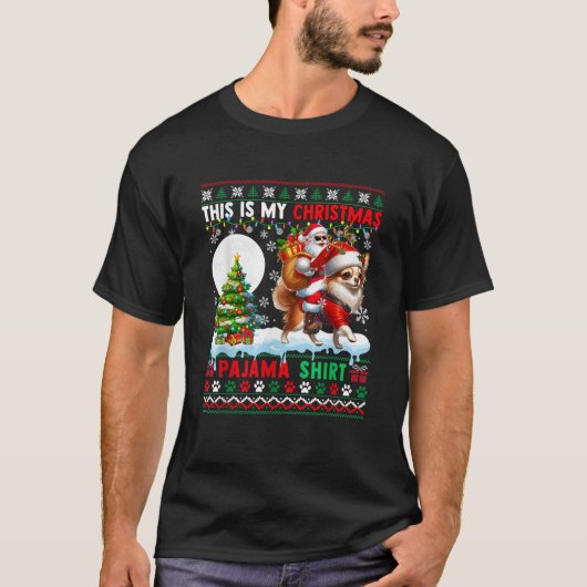 My Christmas Pajama Santa Reindeer Chihuahua Sweat Tシャツ (正面)