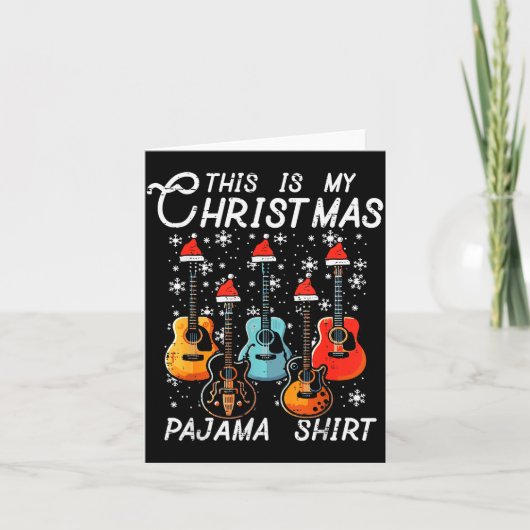 My Christmas Pajama Shirt Guitars Xmas Rock Men Bo カード (正面)