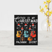 My Christmas Pajama Shirt Guitars Xmas Rock Men Bo カード (黄色い花)