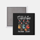 My Christmas Pajama Shirt Guitars Xmas Rock Men Bo マグネット (正面/裏面)