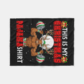 My Christmas Pajama Shirt Reindeer Muscle Weightli フリースブランケット (正面(横))