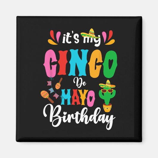 My Cinco De Mayo誕生日Mexican Matching Fa マグネット (正面)