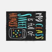 My Cl Is Full Of Sweet Hearts Teacher Valenti  フリースブランケット (正面(横))