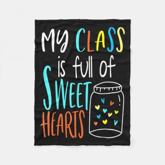 My Cl Is Full Of Sweet Hearts Teacher Valenti  フリースブランケット (正面)