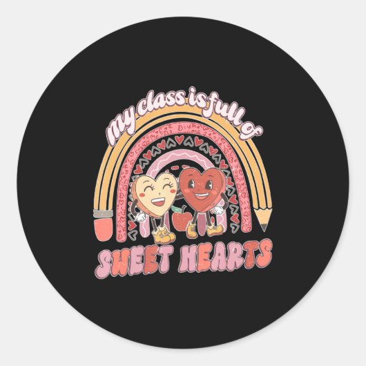 My Cl Is Full Of Sweet Hearts Teacher Valentine  ラウンドシール (正面)