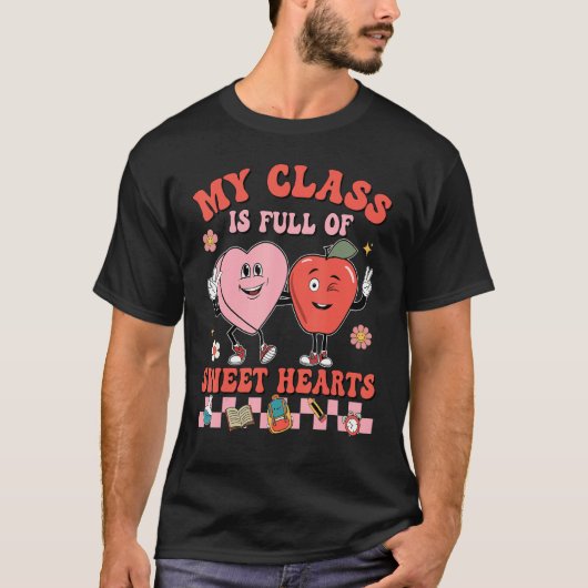 My Class Is Full Of Sweet Hearts Hippie Teacher Va Tシャツ (正面)