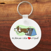 My Collie縁ど Loves Flyball Keychain (Brown) キーホルダー (正面)
