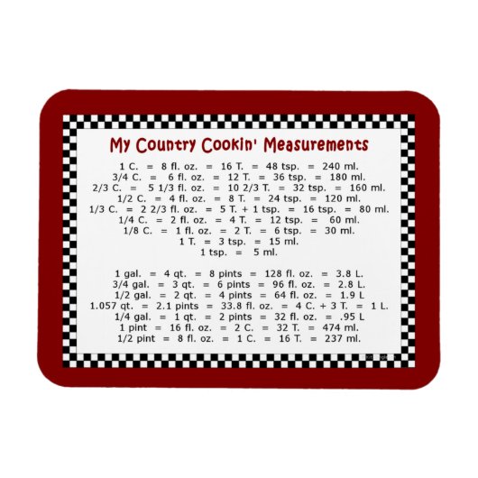 My Country Cookin' Measurements 4"x3" Photo Magnet マグネット (横)