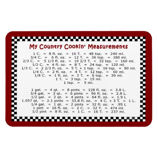 My Country Cookin' Measurements 6x4 Flex Magnet マグネット (横)