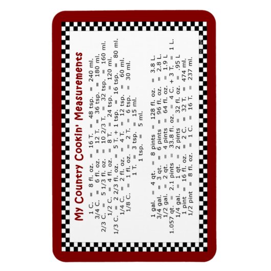 My Country Cookin' Measurements 6x4 Flex Magnet マグネット (縦)