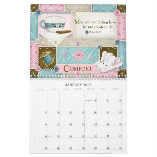 "My Cup Runneth Over" 2026 Scripture Calendar カレンダー (1月 2026)