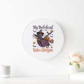 My Dachshund Rides Shotgun ラージ壁時計 (ホーム)