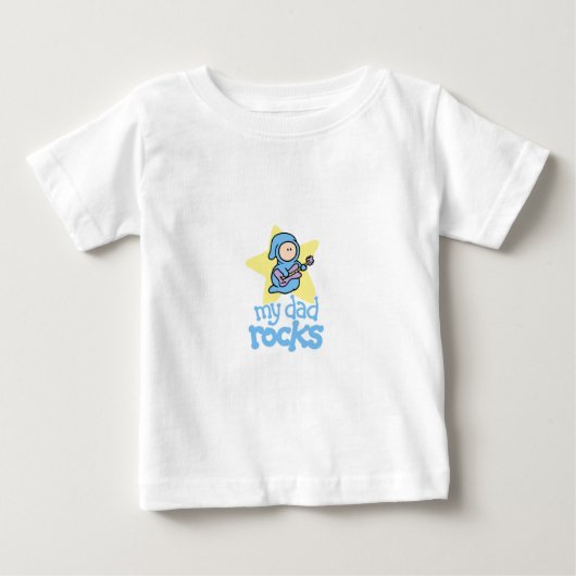 My Dad Rocks - ギターを持つ赤ちゃん ベビーTシャツ (正面)