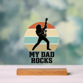 My Dad Rocks Vintage Guitar Sunset Shirt Design_1 アクリルサイン (ニュートラル)