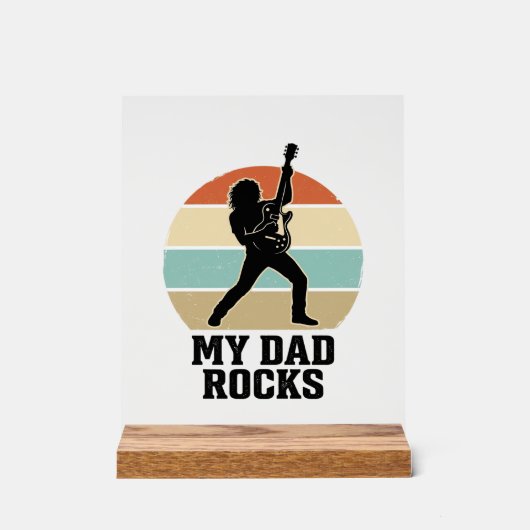 My Dad Rocks Vintage Guitar Sunset Shirt Design_1 アクリルサイン (正面)