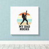 My Dad Rocks Vintage Guitar Sunset Shirt Design_1 キャンバスプリント (インサイチュ (ウッドフロア))