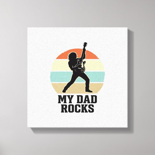 My Dad Rocks Vintage Guitar Sunset Shirt Design_1 キャンバスプリント (正面)