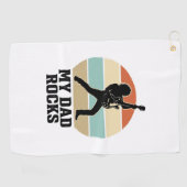 My Dad Rocks Vintage Guitar Sunset Shirt Design_1 ゴルフタオル (横)