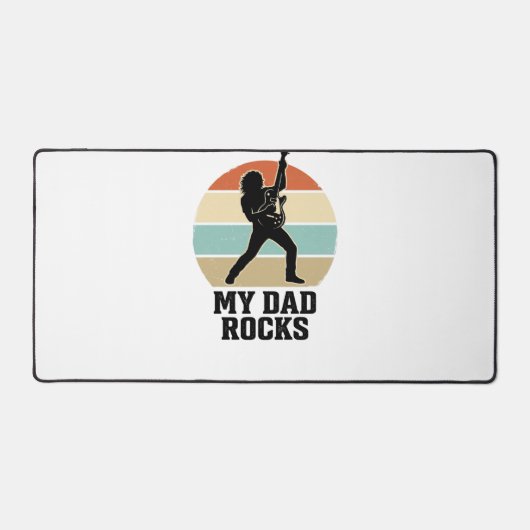 My Dad Rocks Vintage Guitar Sunset Shirt Design_1 デスクマット (正面)
