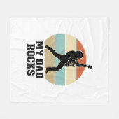 My Dad Rocks Vintage Guitar Sunset Shirt Design_1 フリースブランケット (正面(横))