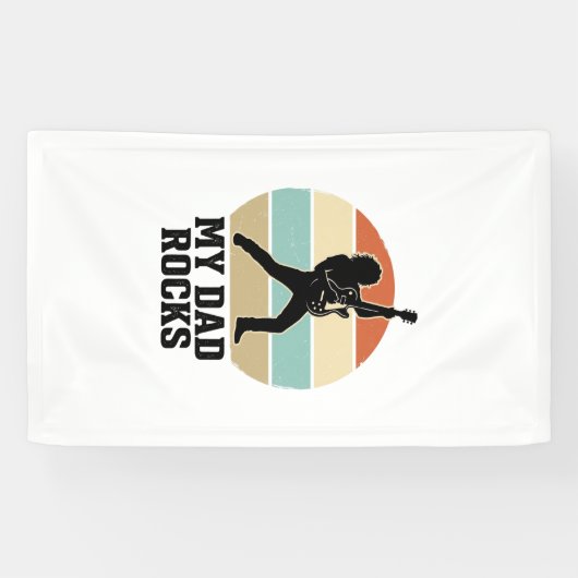 My Dad Rocks Vintage Guitar Sunset Shirt Design_1 横断幕 (横)