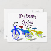 My Daddy Cycles - – 子供のサイクリングTシャツ ポストカード (正面/裏面)