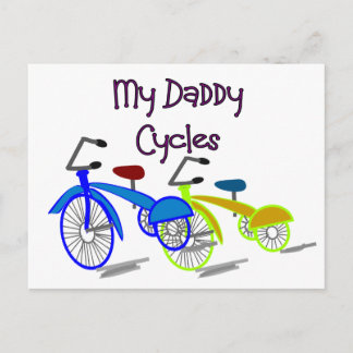 My Daddy Cycles - – 子供のサイクリングTシャツ ポストカード