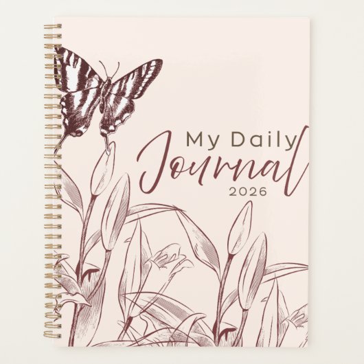 "My Daily Journal" 2026 | ビンテージ・バタフライ プランナー手帳 (正面)