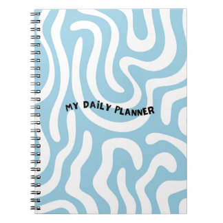 "My Daily Planner" Cover with Abstract Waves ノートブック