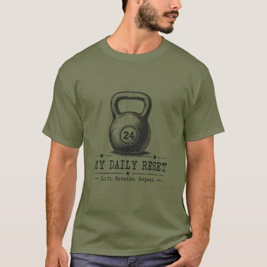 My Daily Reset | Lift Breathe Repeat ワークアウト Tシャツ (正面)