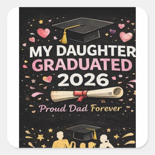 My Daughter Graduated 2026 スクエアシール (正面)