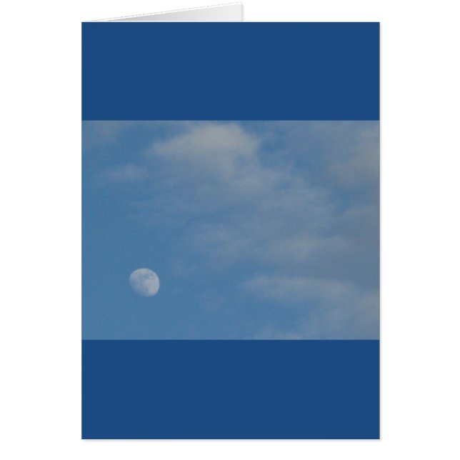 My Daytime Moon – ブルーポートレートグリーティングカード (正面)