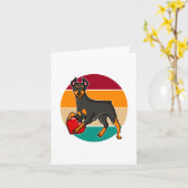 My Doberman Is My Valentine Heart Retro Sunset Dog カード (黄色い花)