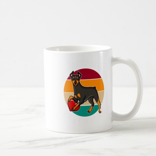 My Doberman Is My Valentine Heart Retro Sunset Dog コーヒーマグカップ (右)