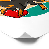 My Doberman Is My Valentine Heart Retro Sunset Dog ポスター (角)