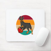 My Doberman Is My Valentine Heart Retro Sunset Dog マウスパッド (マウス)